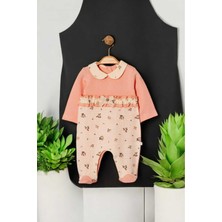 Dinamik çocuk Fırfırlı Fiyonklu Bebe Yaka Patikli Tulum 0-12AY Alttan Çıt Çıtlı