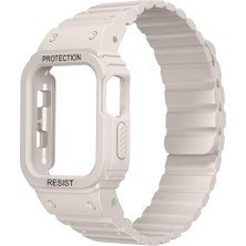 AktarMobile Apple Watch Ultra 2 3 49 mm Uyumlu Magnetik Silikon Kordon & Kasa Koruma 2 In 1 Darbe Emici Kayış