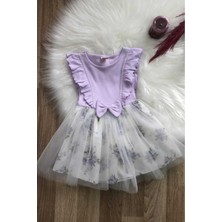 Dinamik çocuk Kız Bebek/çocuk Fiyonklu Fitilli Kolsuz Detaylı Tütü Etekli Çiçekli Elbise Prenses Doğumgünü