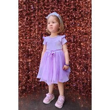 Dinamik çocuk Kız Çocuk Kol Detaylı Kısa Kollu Tütülü Elbise Özel Gün Doğum Günü Günlük Prenses Elbise