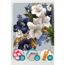 Picasso World Hobby Art Mavi Beyaz Çiçekler Sayılarla Boyama Seti