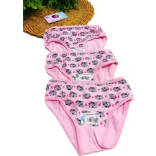 Dinamik çocuk Kız Çocuk Kedili 3'lü Slip Külot Takımı Renkli