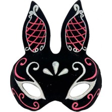 Litae Trend Siyah Süet Tavşan Maskesi Simli