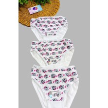 Dinamik çocuk Kız Çocuk Kedili 3'lü Slip Külot Takımı Renkli