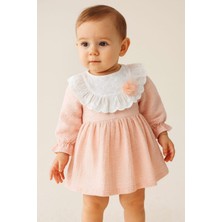Dinamik çocuk Kız Bebek Fırfırlı Dantel Yaka Uzun Kollu Mevsimlik Elbise Baharlık Şık Model 3-6-9-12-18-24AY