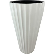 Nettenevime Beyaz Lilyum Model Vazo Dekoratif Plastik Saksı 57CM 9 Litre Iç Hacim Estetik ve Modern Tasarım