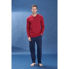 Ower Sleep Erkek Penye Süprem Battal Önü Patlı Pijama Takımı | Bordo 2105