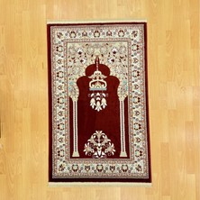 Mevlana Bazaar Geleneksel Motifli Yünlü Seccade Bordo