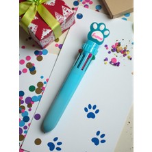 POLIN10 Renkli Pati Tasarımlı Çok Fonksiyonlu Tükenmez Kalem, Otomatik Mekanizma, Pembe Mavi Mor