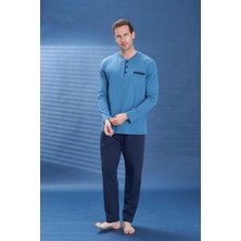 Ower Sleep Erkek Penye Süprem Genç Önü Patlı Pijama Takımı | Petrol 2129