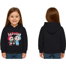 Sedirli Unisex Baskılı Çocuk Swaetshirt Kapüşonlu 3 Iplik Şardonlu Labubu