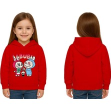 Sedirli Unisex Baskılı Çocuk Swaetshirt Kapüşonlu 3 Iplik Şardonlu Labubu