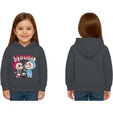 Sedirli Unisex Baskılı Çocuk Swaetshirt Kapüşonlu 3 Iplik Şardonlu Labubu