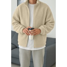 Ghassy Co. Erkek Isı Termal Iç Dış Sherpa Sonbahar Kış Tam Fermuarlı Peluş Polar Sweatshirt