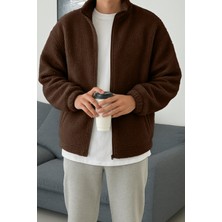 Ghassy Co. Erkek Isı Termal Iç Dış Sherpa Sonbahar Kış Tam Fermuarlı Peluş Polar Sweatshirt