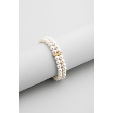 So CHIC Belinda 18 Ayar Sarı Altın Kaplama 19 Cm Gümüş İnci Bileklik