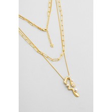 So CHIC Beatriz 18 Ayar Sarı Altın Kaplama 47 Cm Gümüş İnci Kolye