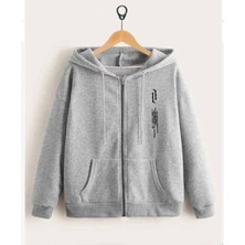 Punix Kids Punıx Kıds Özel Üretim Kapüşonlu Fermuarlı Dikey Yazı Baskılı Erkek Çocuk Sweatshırt