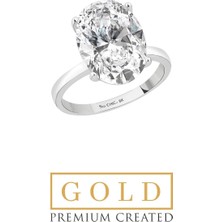 So CHIC Beyaz Altın Sertifikalı Premium Created Taşlı Tektaş Yüzük