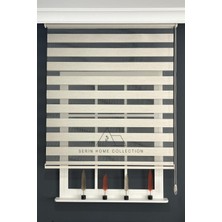 Serin Home Collection Koyu Krem Bambu Zebra Stor Perde (Dayanıklı Alüminyum Kasa)