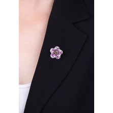 So CHIC Kamelya Siyah Rodyum Kaplama Gümüş Broş