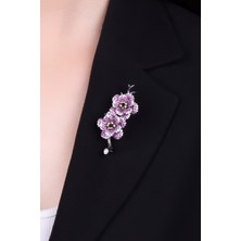 So CHIC Begonvil Siyah Rodyum Kaplama Gümüş Broş