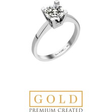 So CHIC Beyaz Altın Sertifikalı Premium Created Taşlı 0.90 CT Effect Tektaş Yüzük