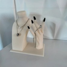 Hivhestin Takı ve Aksesuar Standı – El ve Boyun Tasarımlı 21X19 cm Pla Malzeme 3D Yazıcı Baskı