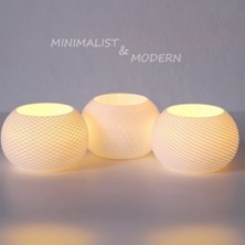 Hivhestin Minimalist & Modern 3D Yazıcı Pla Malzeme 3'lü Tealight Seti (10 Cm, LED Dahil)