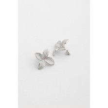 So CHIC Begonvil Çiçeği 18 Ayar Beyaz Altın Kaplama Gümüş Küpe