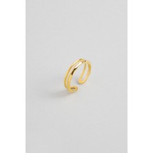 So CHIC Minimal 18 Ayar Sarı Altın Kaplama Gümüş Ayarlanabilir Yüzük
