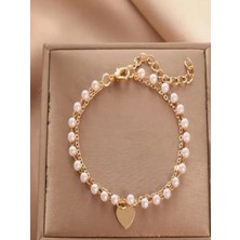 Alya's Aksesuar Incili Kalpli BILEKLIK-18K Altın Kaplama