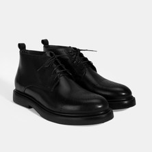 Desa Erkek Siyah Bağcıklı Deri Bot