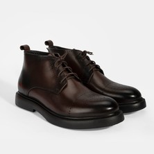 Desa Erkek Kahve Bağcıklı Deri Bot