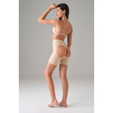 Çamaşır Kenti Kadın Ten Dikişsiz Popo Açık Kalça Dikleştirici Kısa Tayt Şort 8303