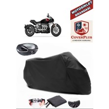 Autozel Triumph Rocket Motor Brandası Siyah Arka Çanta Uyumlu Motorsiket Brandası Motor Örtüsü Çadır Su Geçirmez Motosiklet Kılıfı Motor Brandası