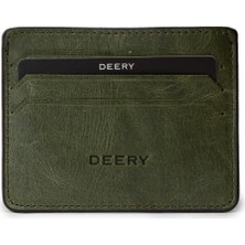 Deery Erkek Hakiki Vintage Deri Haki Yatay Kartlık - 00530MHAKZ01