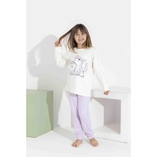 Rapapa Kız Çocuk  Uzun Kollu Pijama Takımı - Sevimli Kedi Desenli 8411E