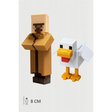 Minecraft Villager Köylü ve Chicken Tavuk Set Hareketli Eklemli Figür