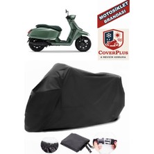 Autozel Lambretta X300 Motor Brandası Siyah Motorsiket Brandası Motor Örtüsü Çadır Su Geçirmez Motosiklet Kılıfı Motor Brandası