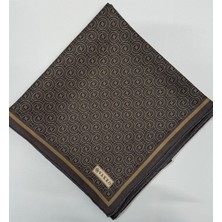 Vakko Tivil Monogram Ipek Eşarp 41408-Koyu Kahve Camel