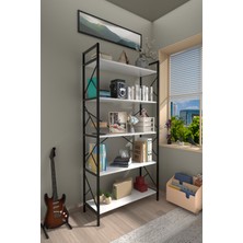 5 Raflı Kitaplık Dekoratif Raf – 180X90X30