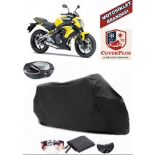 Autozel Kawasaki Er-6 N Motor Brandası Siyah Arka Çanta Uyumlu Motorsiket Brandası Motor Örtüsü Çadır Su Geçirmez Motosiklet Kılıfı Motor Brandası