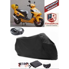 Autozel Çelik Motor Wind Hunter 150 Motor Brandası Siyah Arka Çanta Uyumlu Motorsiket Brandası Motor Örtüsü Çadır Su Geçirmez Motosiklet Kılıfı Motor Brandası