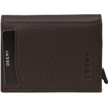 Deery Hakiki Deri Kahverengi Mekanizmalı Dikey Erkek Cüzdanı - 00626MKHVZ02