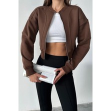 Noa Noa Kadın Fermuarlı Fit Cropped Sweatshirt – Sportif & Şehirli Stil