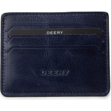 Deery Erkek Hakiki Vintage Deri Lacivert Yatay Kartlık - 00530MLCVZ01