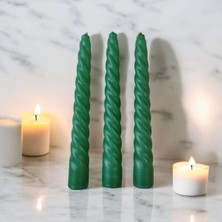 Denic 3'lü Yeşil - Italyan Burgulu - Şamdan Mum- Kıvrımlı Mum-