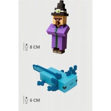 Minecraft Witch Cadı  ve Mavi Aksolotl Axolotl Set Hareketli Eklemli Figür