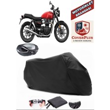 Autozel Triumph Street Twin Motor Brandası Siyah Arka Çanta Uyumlu Motorsiket Brandası Motor Örtüsü Çadır Su Geçirmez Motosiklet Kılıfı Motor Brandası